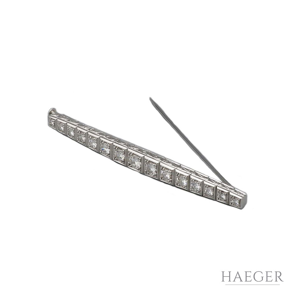 Diamant Brosche Weißgold 750 / 18 Kt. ca. 1,24ct.