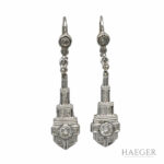 Stil Art Deco Ohrhänger Weißgold 585 /14 Kt. Diamantrosen Vorschau