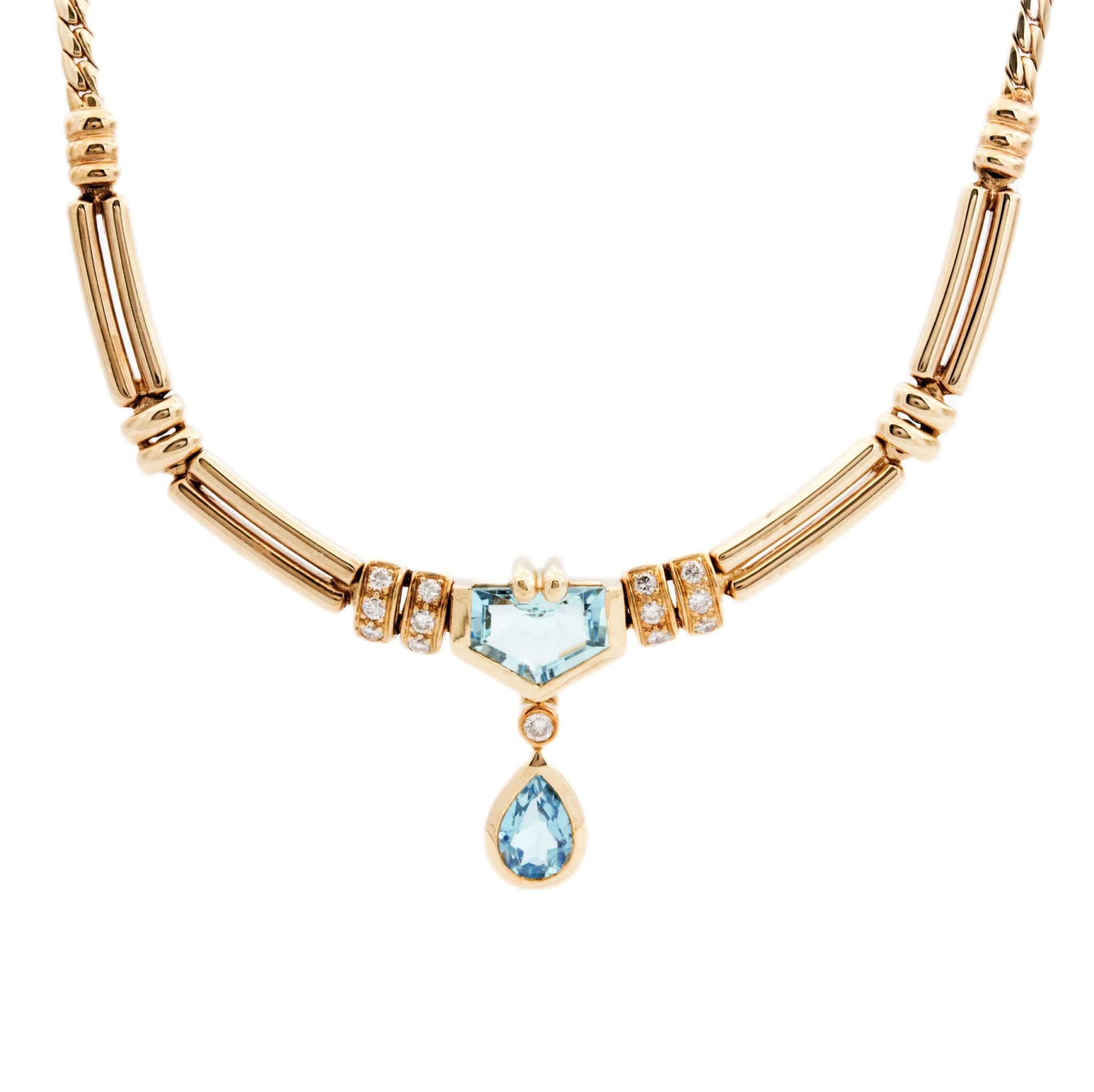 Collier Gelbgold 585 / 14K mit Diamanten und Topas