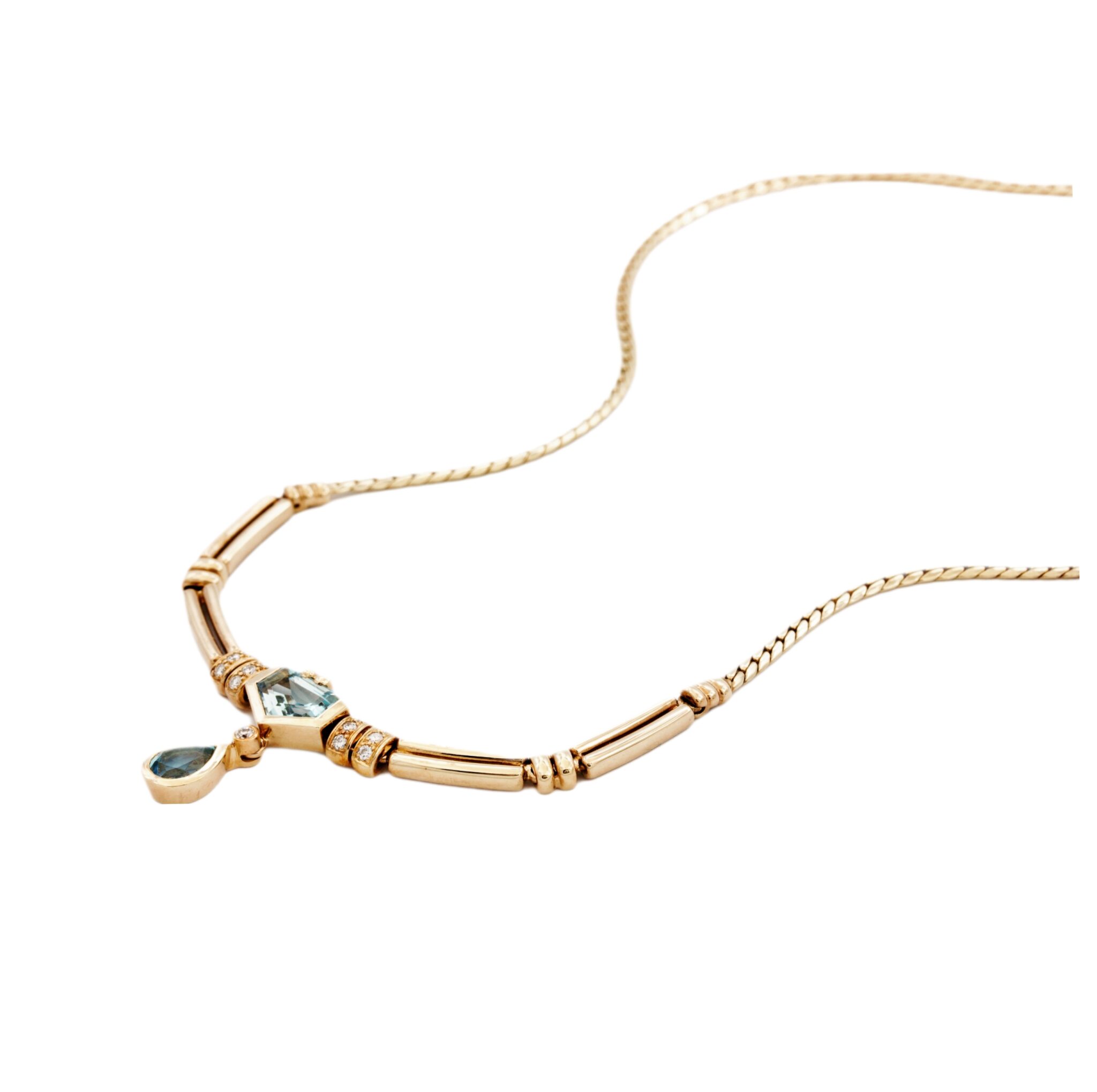 Collier Gelbgold 585 / 14K mit Diamanten und Topas - Bild 3