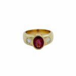Ring Gr. 63 Gelbgold 750 / 18K mit Diamanten und Rubellit Vorschau