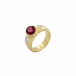 Ring Gr. 63 Gelbgold 750 / 18K mit Diamanten und Rubellit - Bild 5 Vorschau
