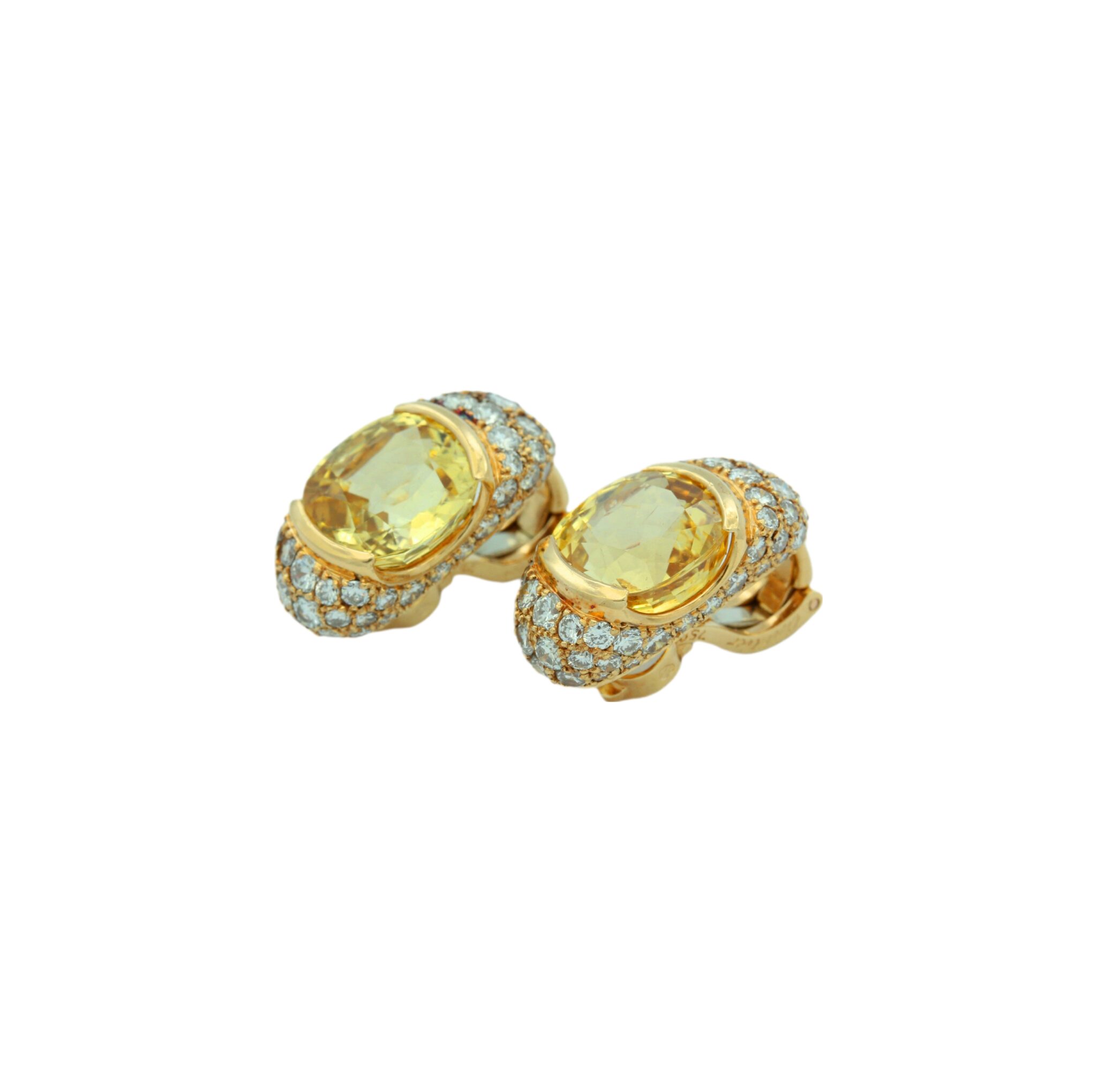 Cartier Paris Ohrclips Gelbgold 750 / 18K mit Diamanten und Saphiren - Bild 5