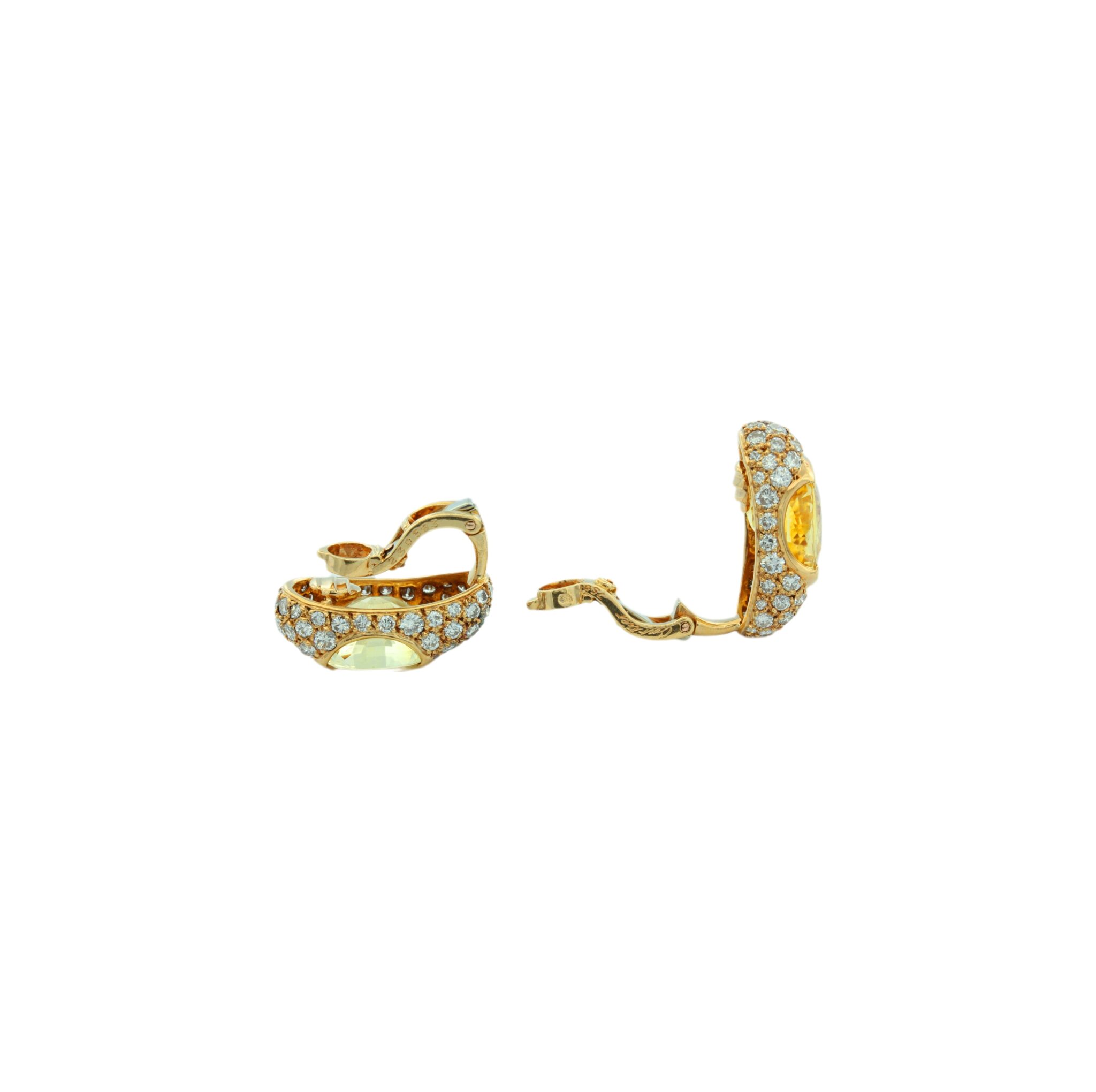 Cartier Paris Ohrclips Gelbgold 750 / 18K mit Diamanten und Saphiren - Bild 6