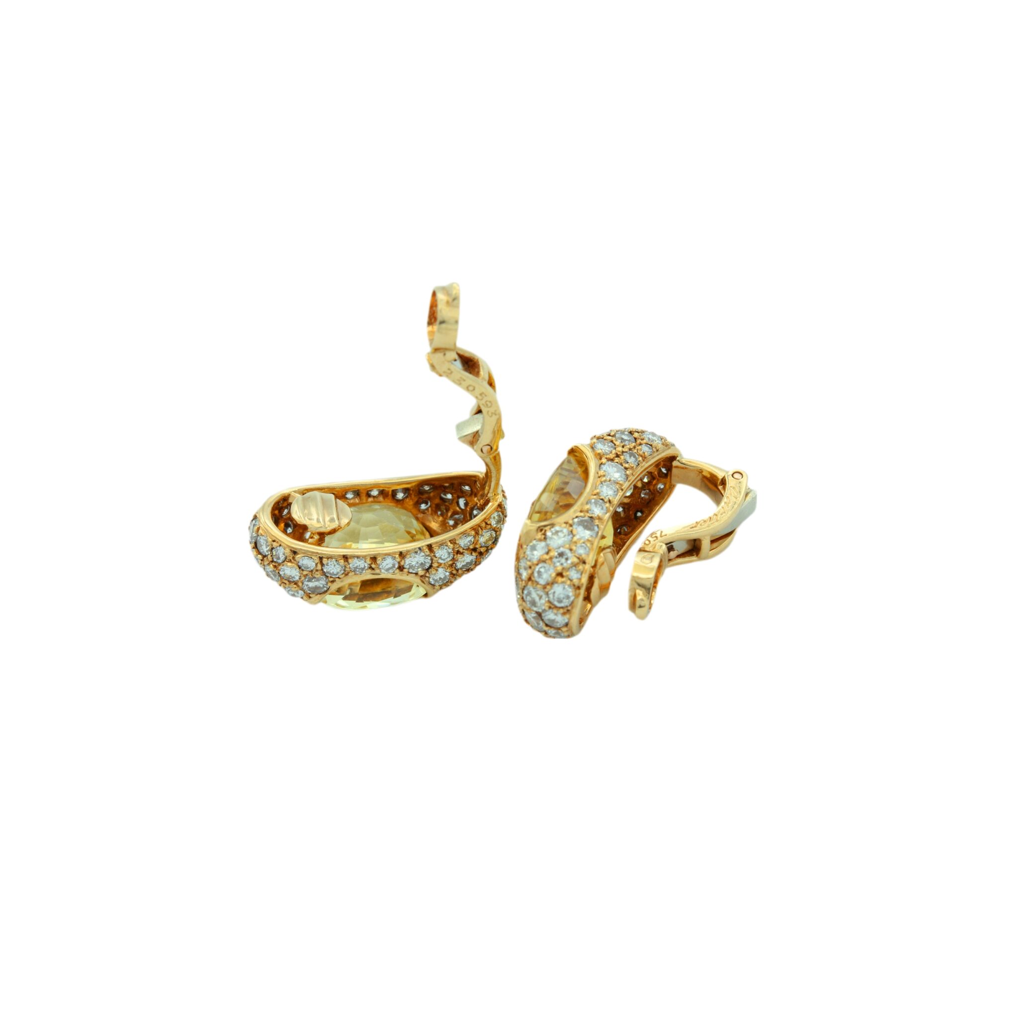 Cartier Paris Ohrclips Gelbgold 750 / 18K mit Diamanten und Saphiren - Bild 4