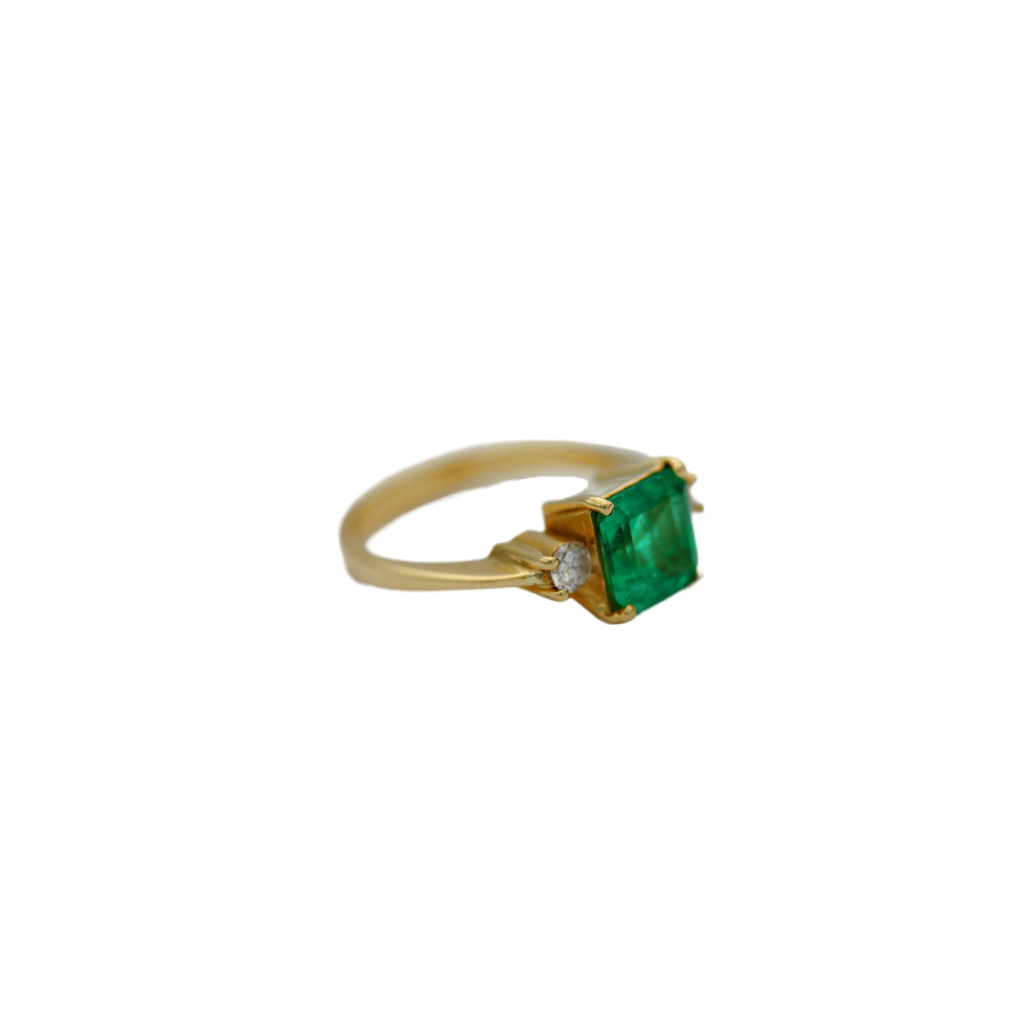 Kolumbianischer Smaragd Ring Gelbgold 750 / 18K mit Diamanten - Bild 4