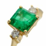 Kolumbianischer Smaragd Ring Gelbgold 750 / 18K mit Diamanten - Bild 2 Vorschau