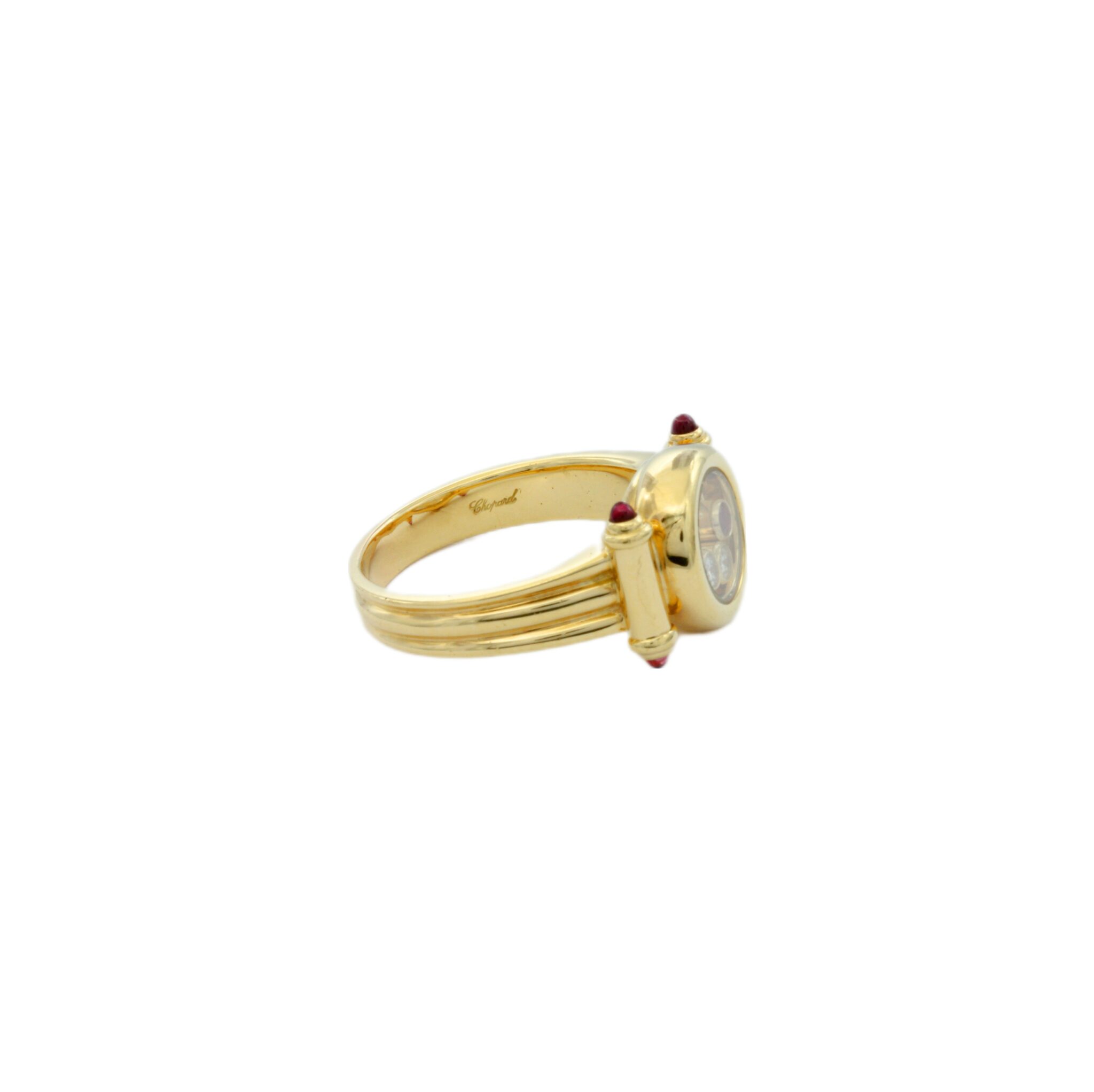 Chopard Happy Diamond Ring Gr. 56 Gelbgold 750 / 18K mit Diamanten und Rubinen - Bild 2
