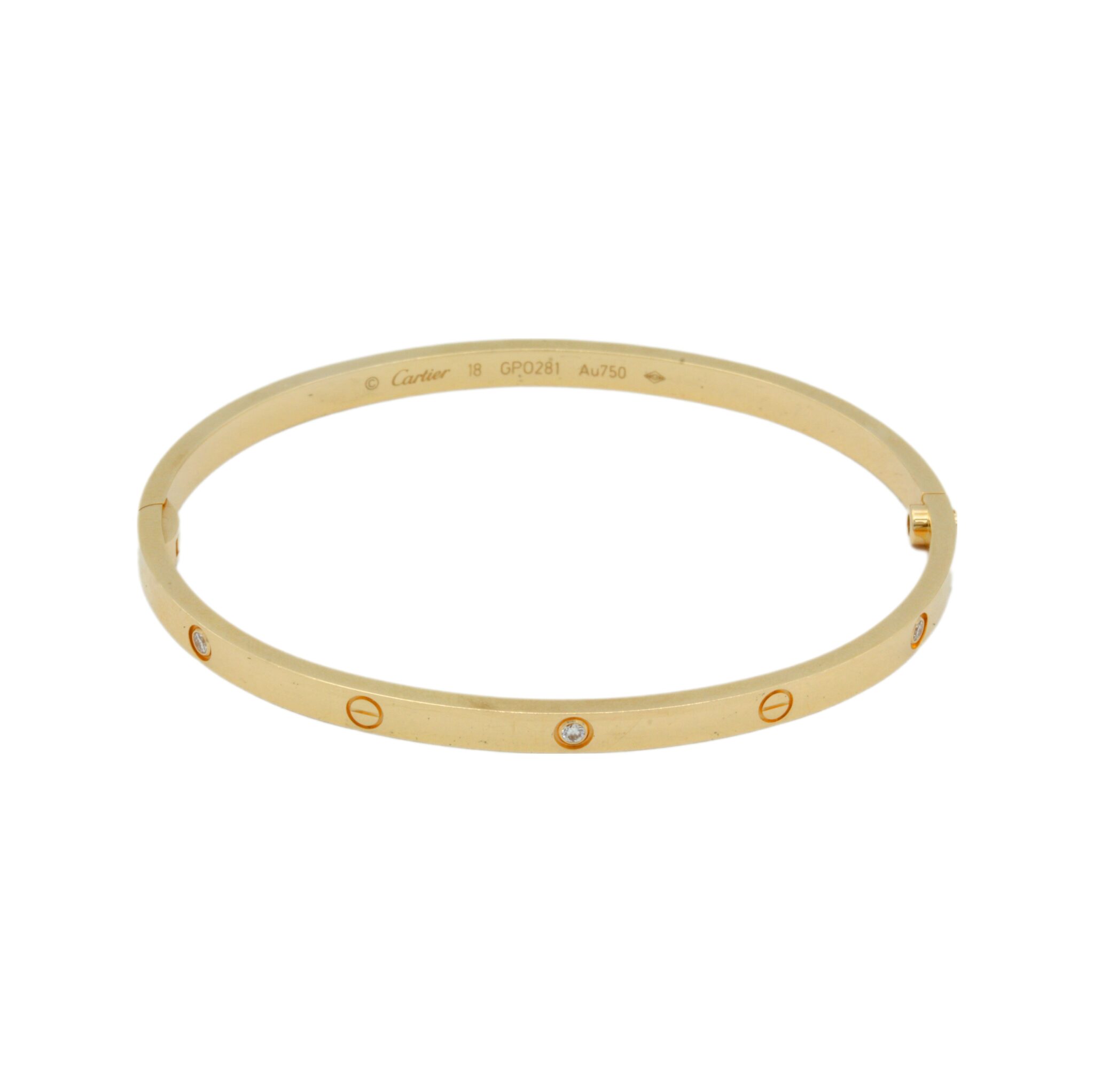 Cartier Love Armreif Gelbgold 750 / 18K mit ca. 0,15 ct Diamanten, Fullset - Bild 3