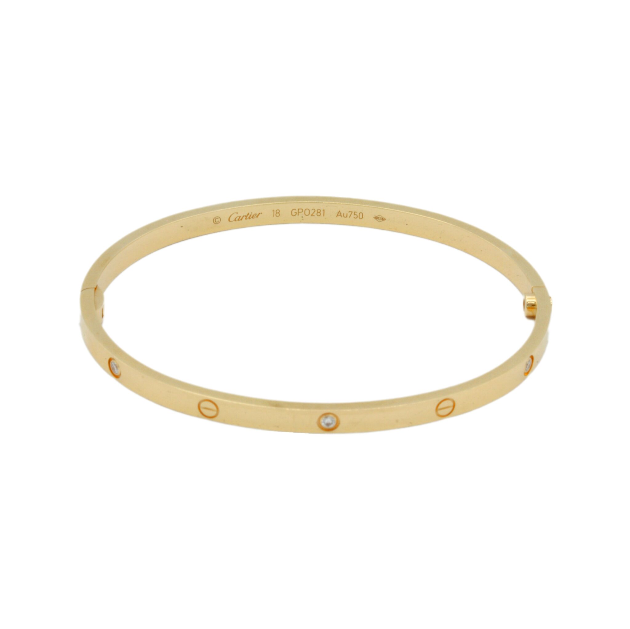 Cartier Love Armreif Gelbgold 750 / 18K mit ca. 0,15 ct Diamanten, Fullset - Bild 2