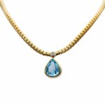 Blautopas Diamant Collier Gelbgold 750/18K & 585/14K. Vorschau