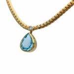 Blautopas Diamant Collier Gelbgold 750/18K & 585/14K. - Bild 2 Vorschau
