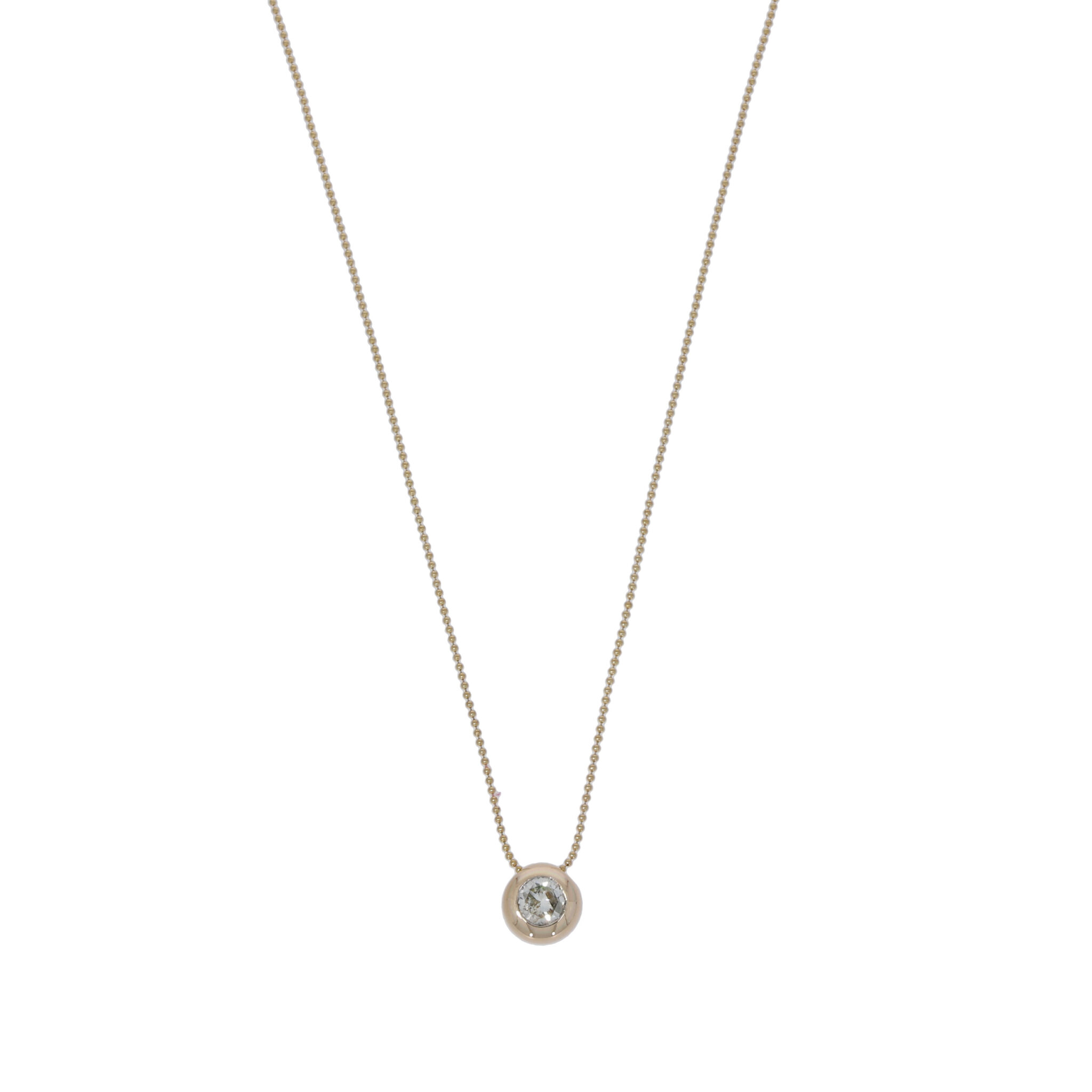 Kugelkette Gelbgold 585 / 14K mit einem 0,96ct Diamant Anhänger - Bild 2