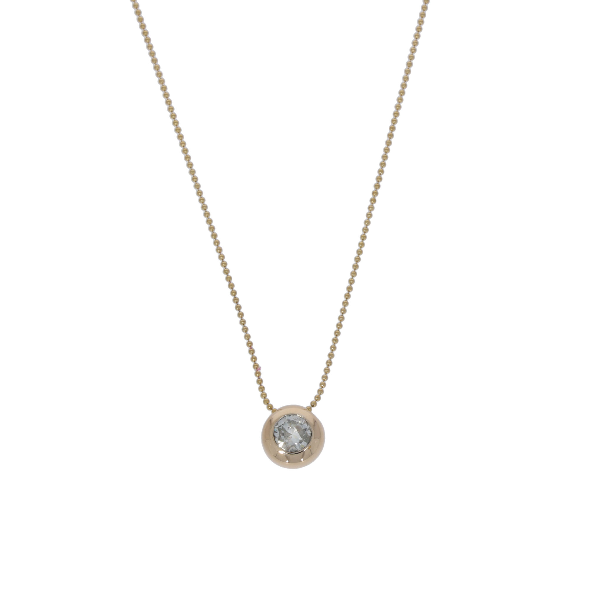 Kugelkette Gelbgold 585 / 14K mit einem 0,96ct Diamant Anhänger
