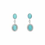 Türkis Cabochon Ohrhänger mit ca. 0,86ct Diamanten Weißgold 750 / 18K Vorschau
