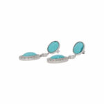Türkis Cabochon Ohrhänger mit ca. 0,86ct Diamanten Weißgold 750 / 18K - Bild 4 Vorschau