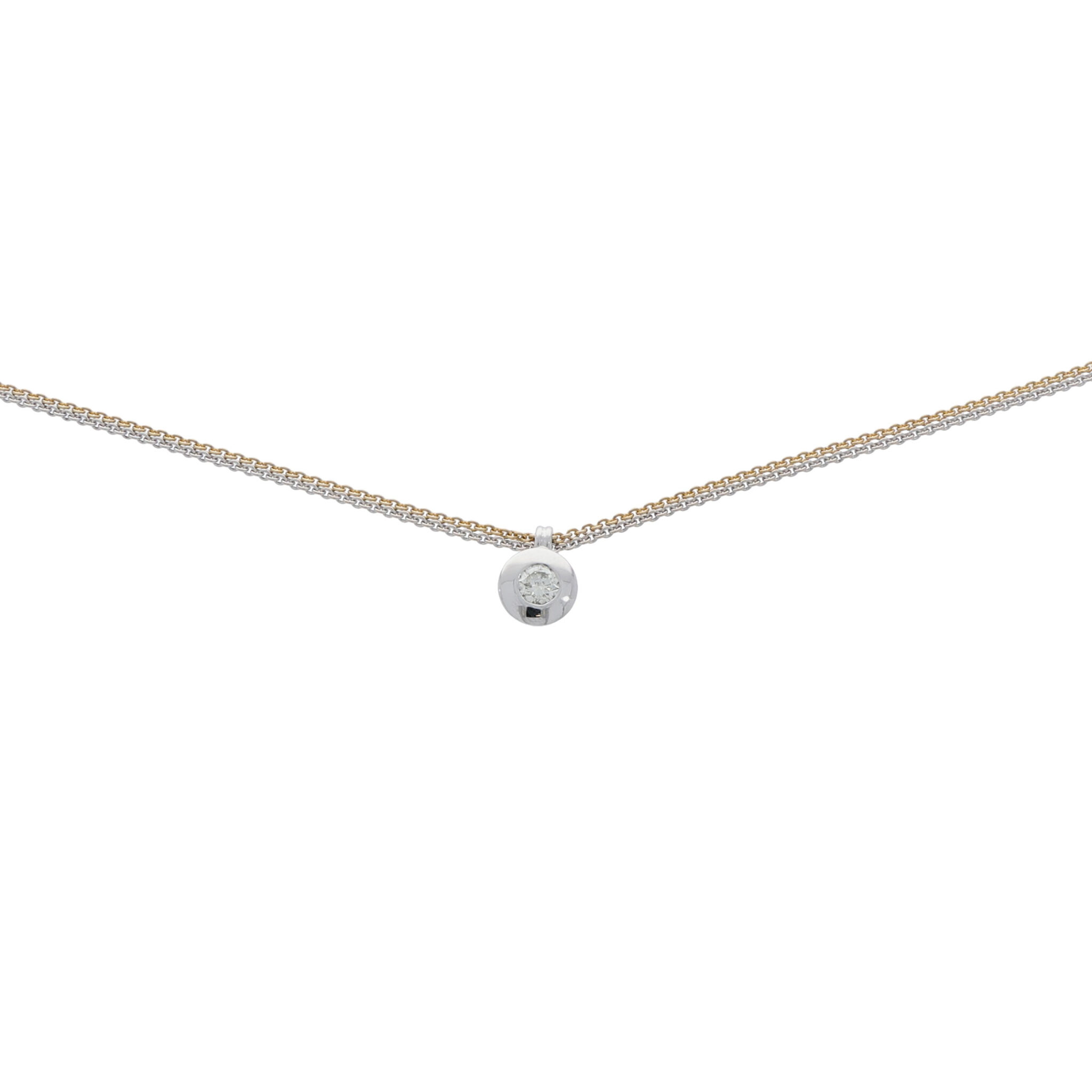 Diamant Solitär Collier Gelb- & Weißgold 585/14K. ca. 0,45ct.