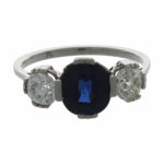Ring Gr.58 Platin 950 mit Saphir ca.3ct und Altschliff ca.1ct / DSEF Zertifikat - Bild 2 Vorschau