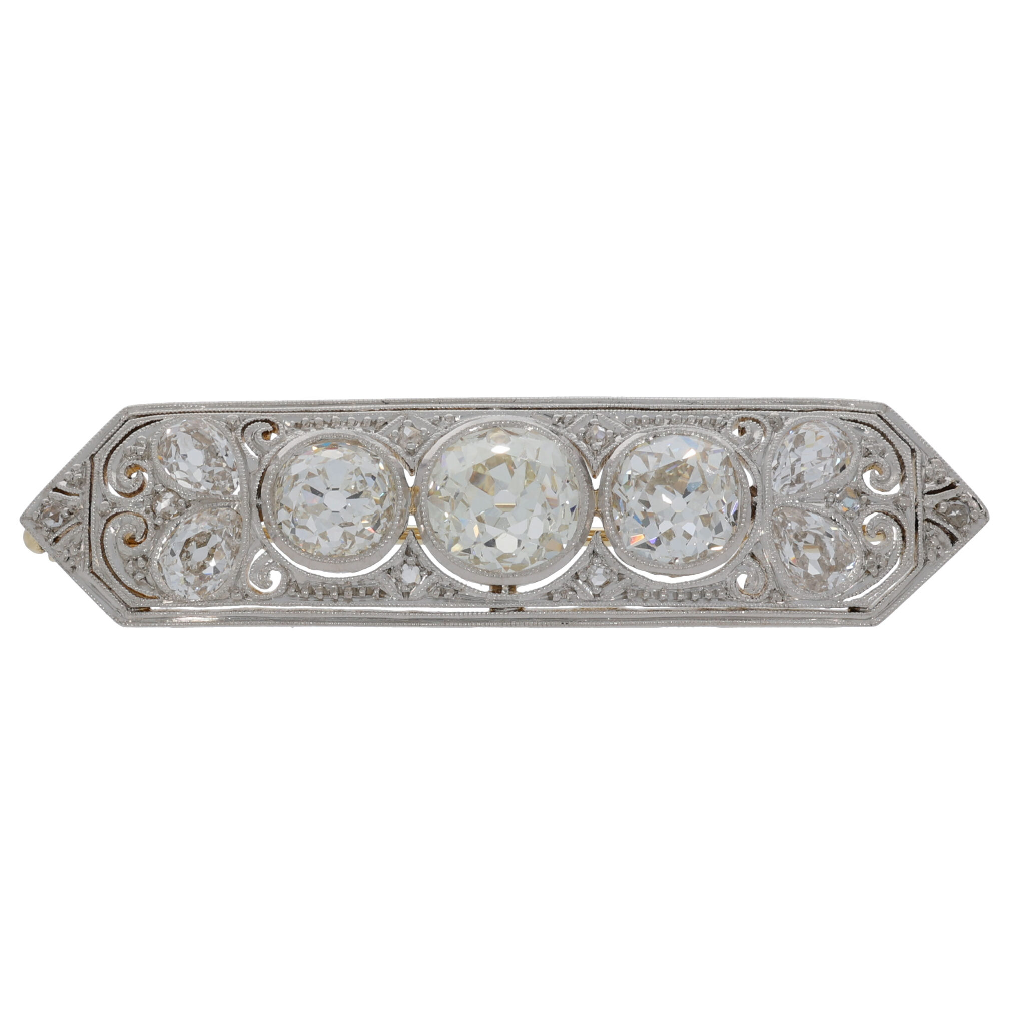 Art Deco Diamant Brosche Gelb- & Weißgold 585/14K. ca. 4 ct.