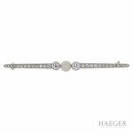 Art Deco Diamant Perl Brosche Gelb-Weißgold 585 / 14 Kt. ca. 1,20 ct. - Bild 2 Vorschau