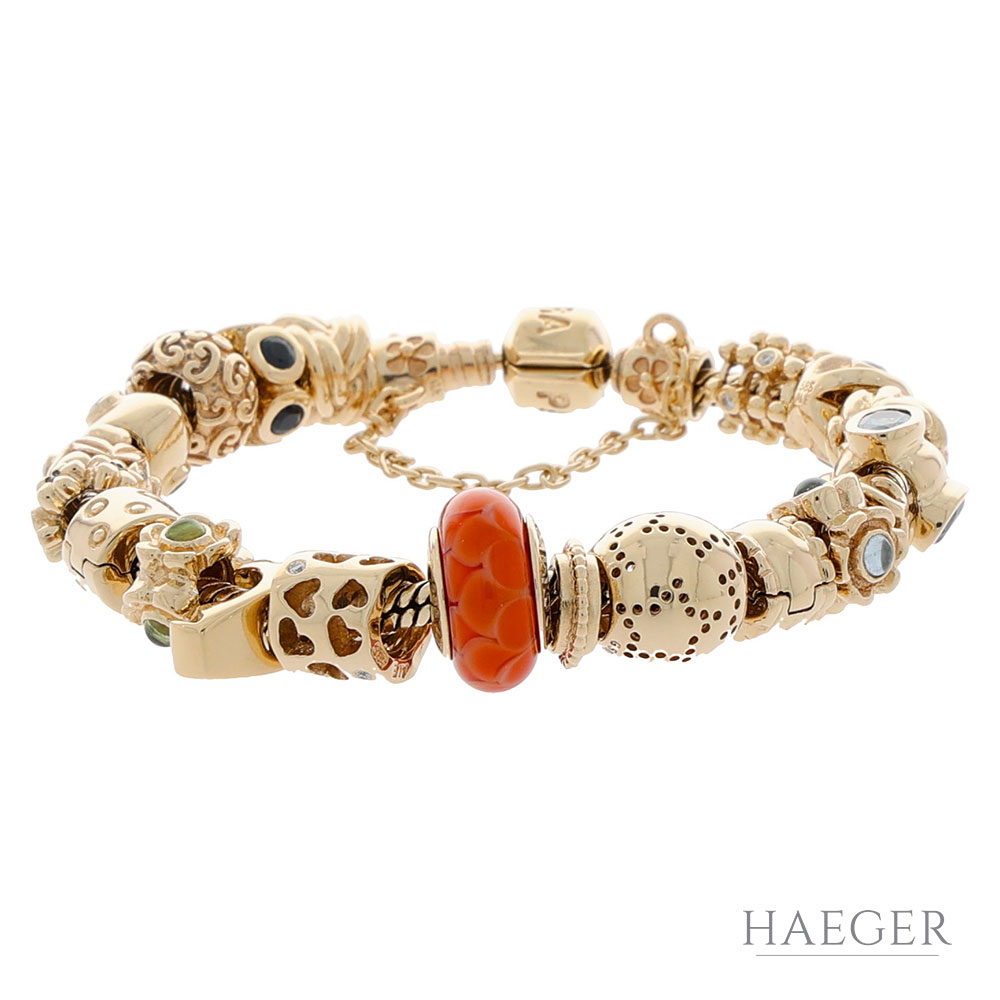 Pandora Moments Schlangengliederarmband m. 21 Charms Gelbgold 585 / 14 Kt. - Bild 2