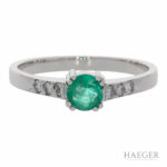 Ring Gr.55 Weißgold 750 / 18K mit Smaragd und 0,2ct Diamanten - Bild 3 Vorschau