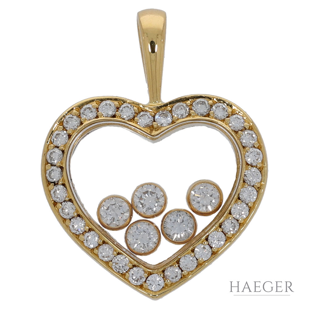 Chopard Happy Diamonds Herz Anhänger Gelbgold 750 / 18 Kt. ca. 0,50ct.
