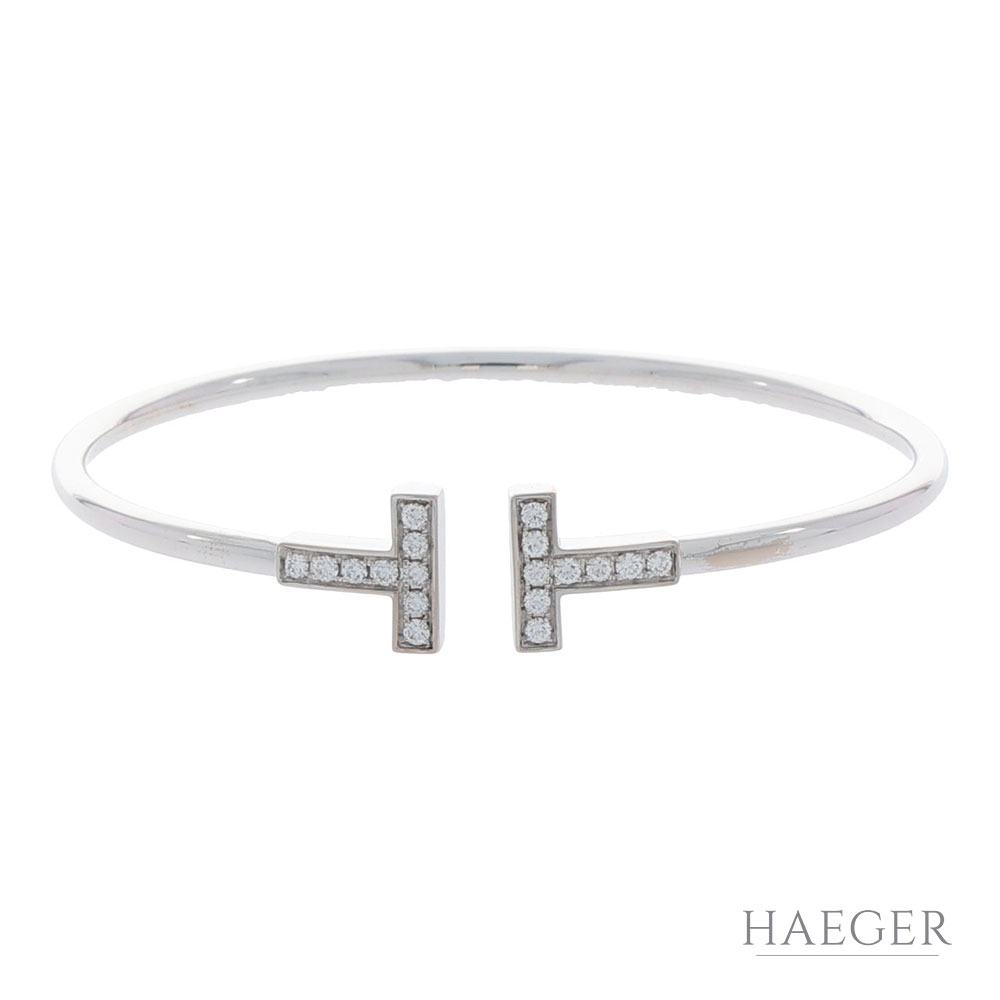 Tiffany & Co. T Wire Diamant Armreif Weißgold 750 / 18 Kt. ca. 0,40ct. - Bild 2
