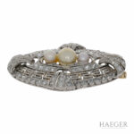 Art Deco Diamant Perl Brosche Platin 950 ca. 1ct. - Bild 2 Vorschau