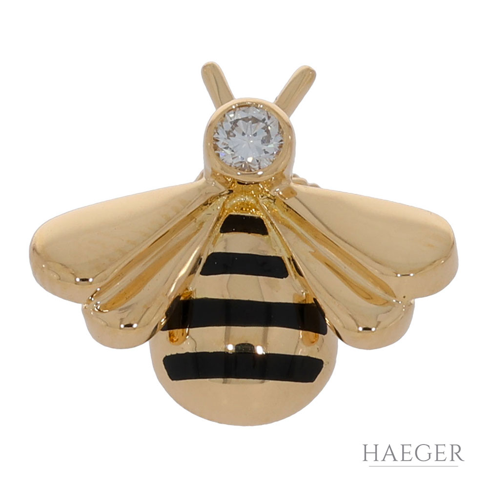 Cartier Bienen Anstecknadel FULL SET Gelbgold 750 / 18K mit 0,1ct Diamant