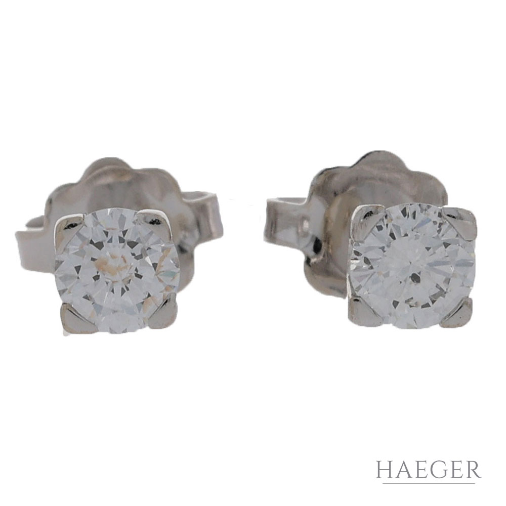 Solitärohrstecker Weißgold 750 / 18K mit 0,53ct Diamanten
