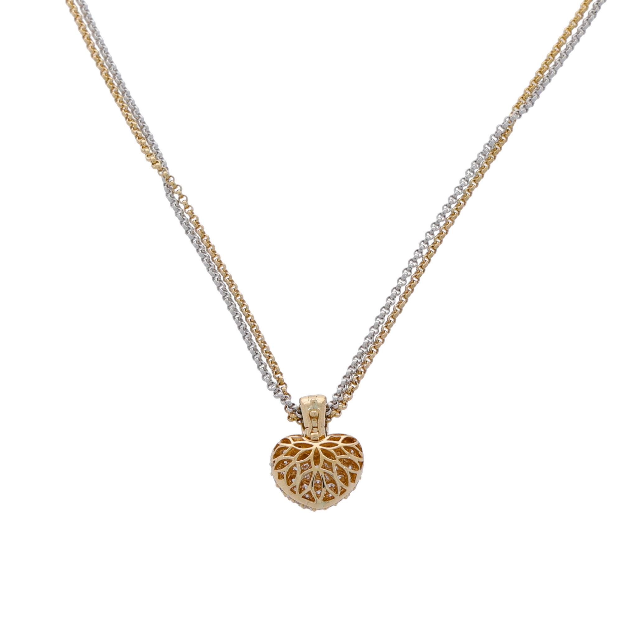 Kette mit Diamant Herzanhänger Gelb & Weißgold 750/18K. - Bild 3