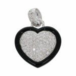 Onyx Diamant Herz Anhänger Weißgold 750/18K. ca. 0,86ct - Bild 2 Vorschau
