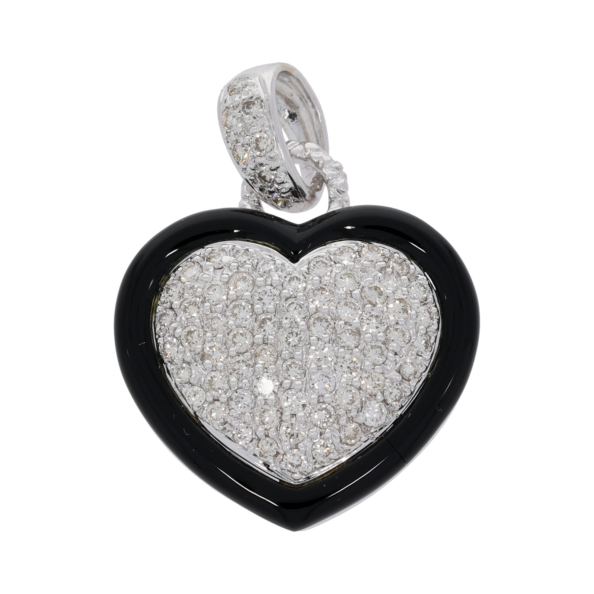 Onyx Diamant Herz Anhänger Weißgold 750/18K. ca. 0,86ct - Bild 2
