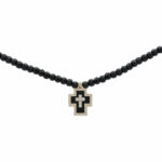 Onyxkette mit Diamant Kreuzanhänger Gelbgold 585/14K. - Bild 2 Vorschau