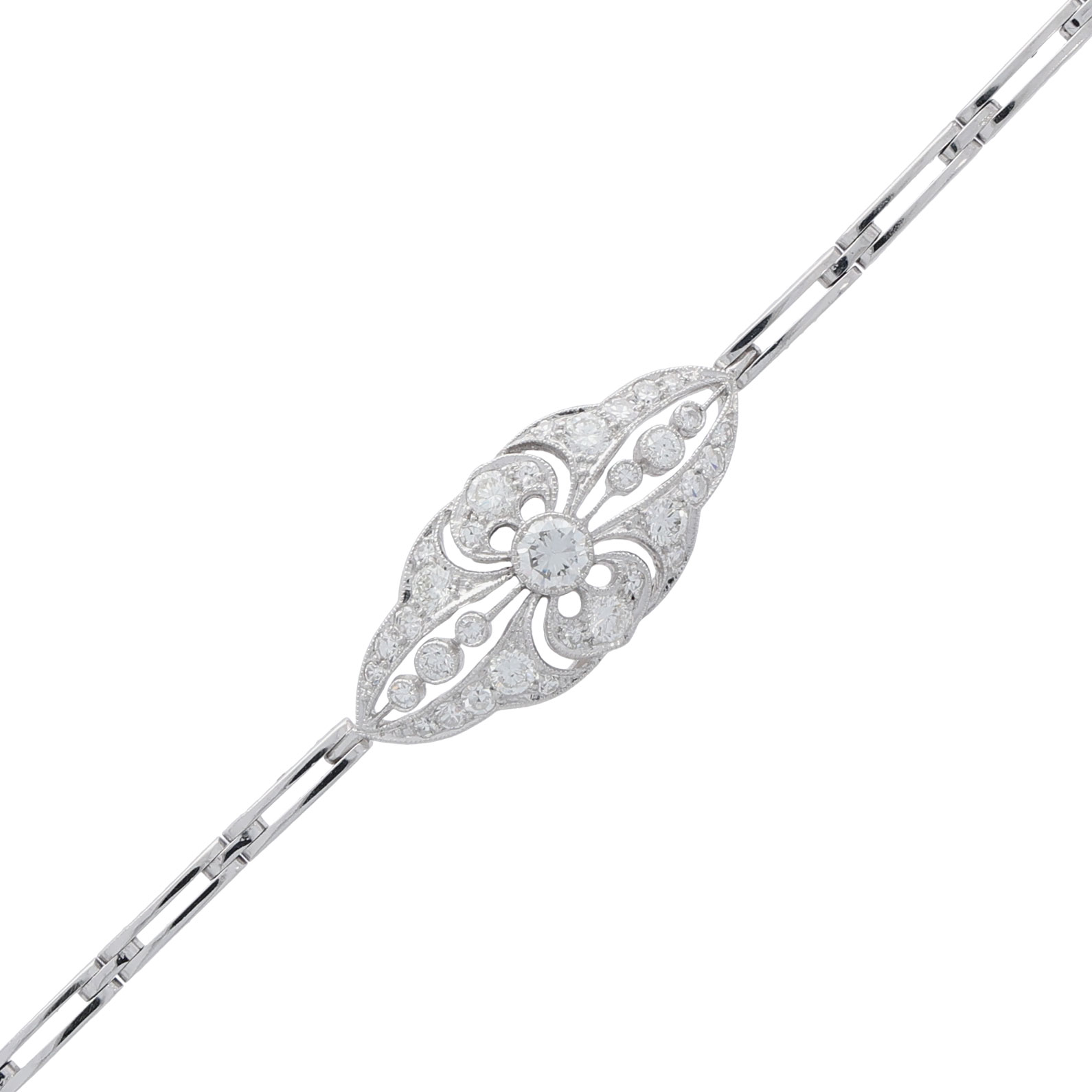 Art Deco Diamant Armband Weißgold 750/18K. ca. 1,60ct.