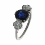 Ring Gr.58 Platin 950 mit Saphir ca.3ct und Altschliff ca.1ct / DSEF Zertifikat Vorschau