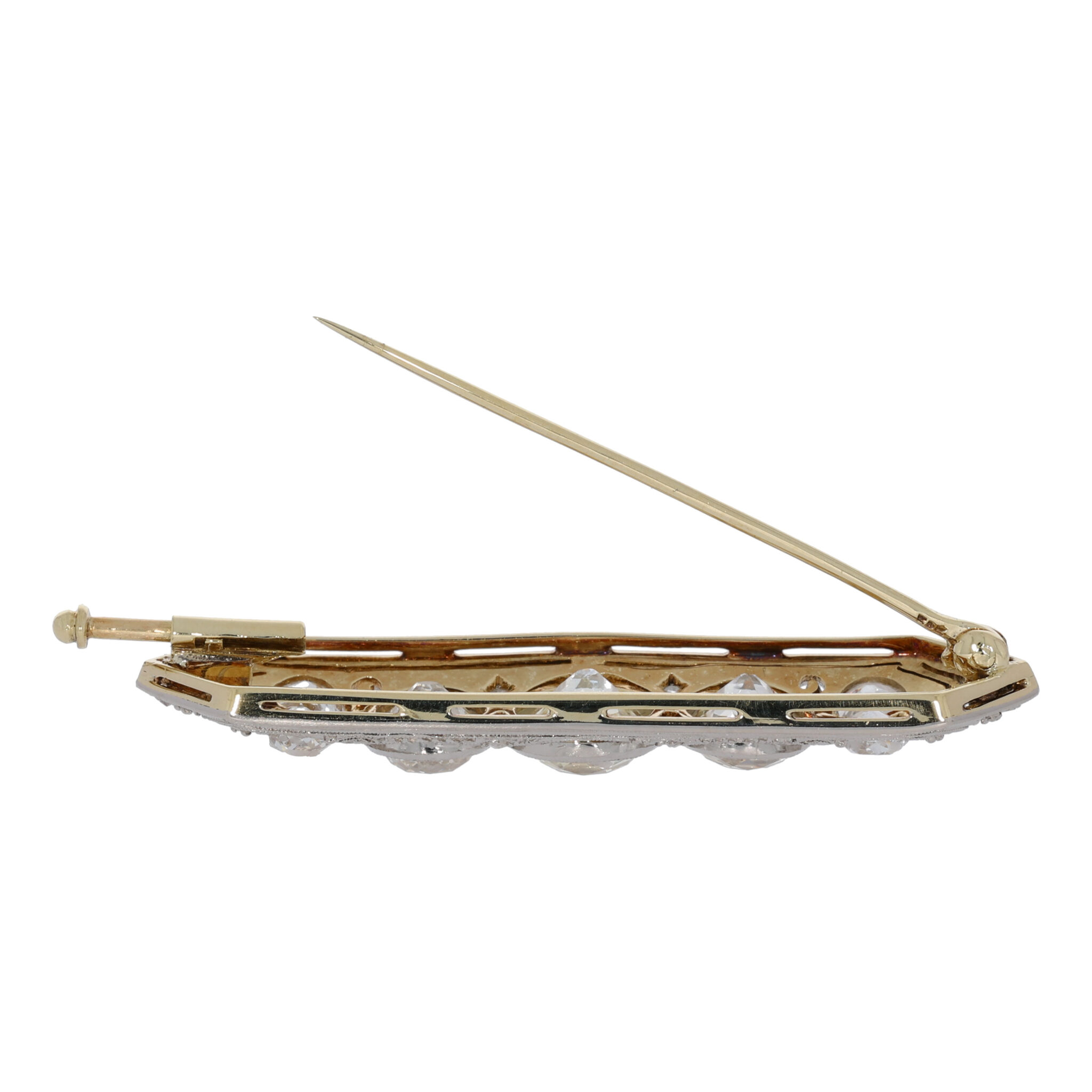 Art Deco Diamant Brosche Gelb- & Weißgold 585/14K. ca. 4 ct. - Bild 2