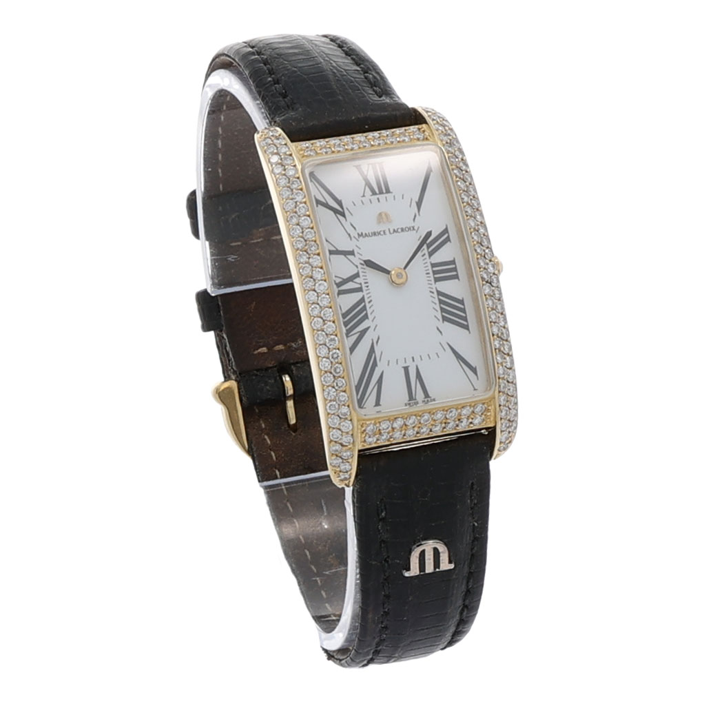 Maurice Lacroix Square Gold 18K Diamond Watch Full Pavée 1 ct TW/vs - Bild 2