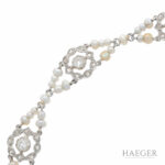 Zuchtperlen Collier Platin, Gold mit 5ct Altschliff Diamanten - Bild 2 Vorschau