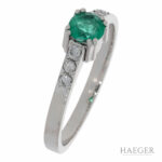 Ring Gr.55 Weißgold 750 / 18K mit Smaragd und 0,2ct Diamanten Vorschau