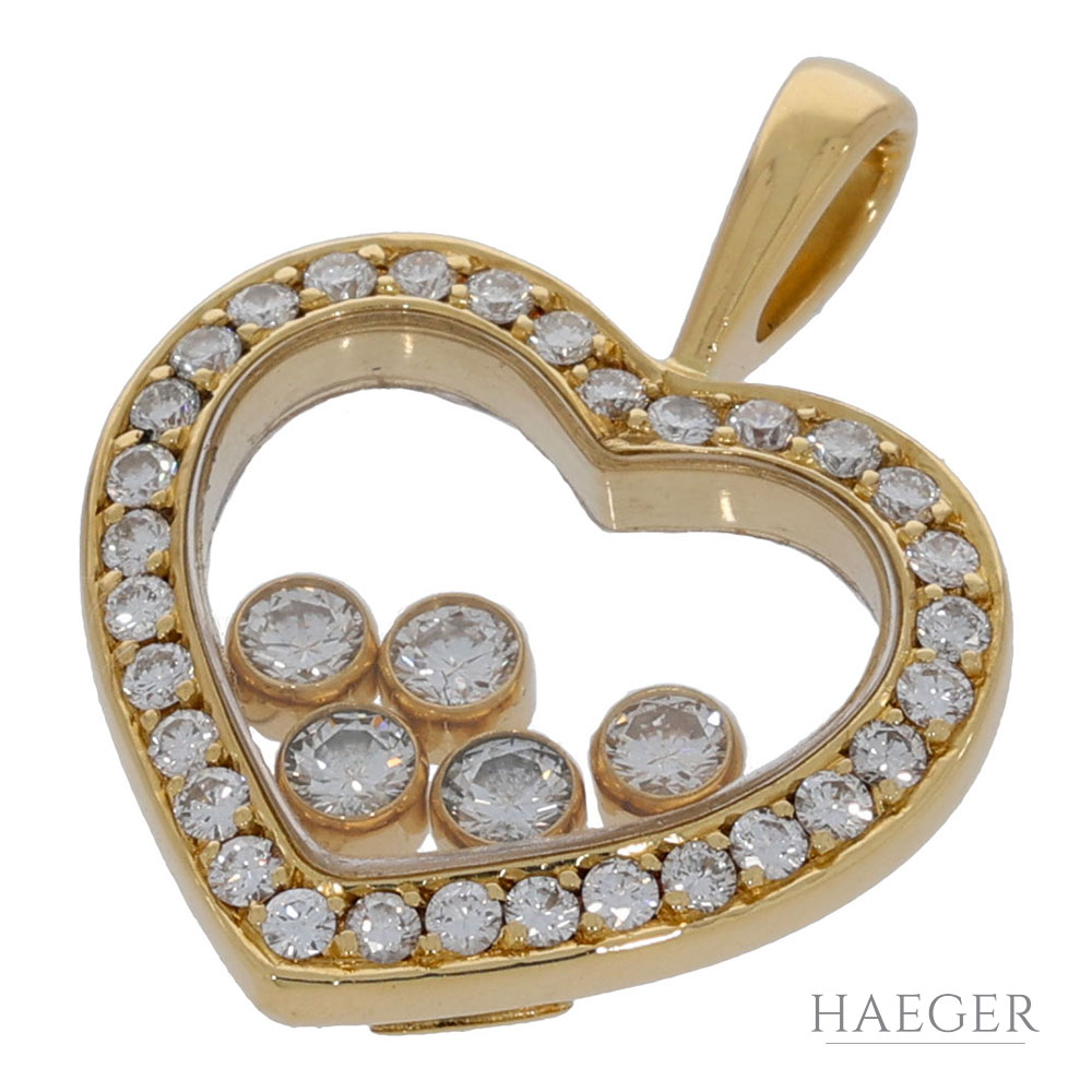 Chopard Happy Diamonds Herz Anhänger Gelbgold 750 / 18 Kt. ca. 0,50ct. - Bild 2