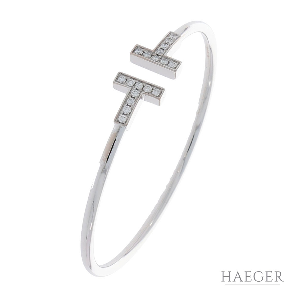 Tiffany & Co. T Wire Diamant Armreif Weißgold 750 / 18 Kt. ca. 0,40ct.