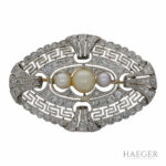 Art Deco Diamant Perl Brosche Platin 950 ca. 1ct. Vorschau