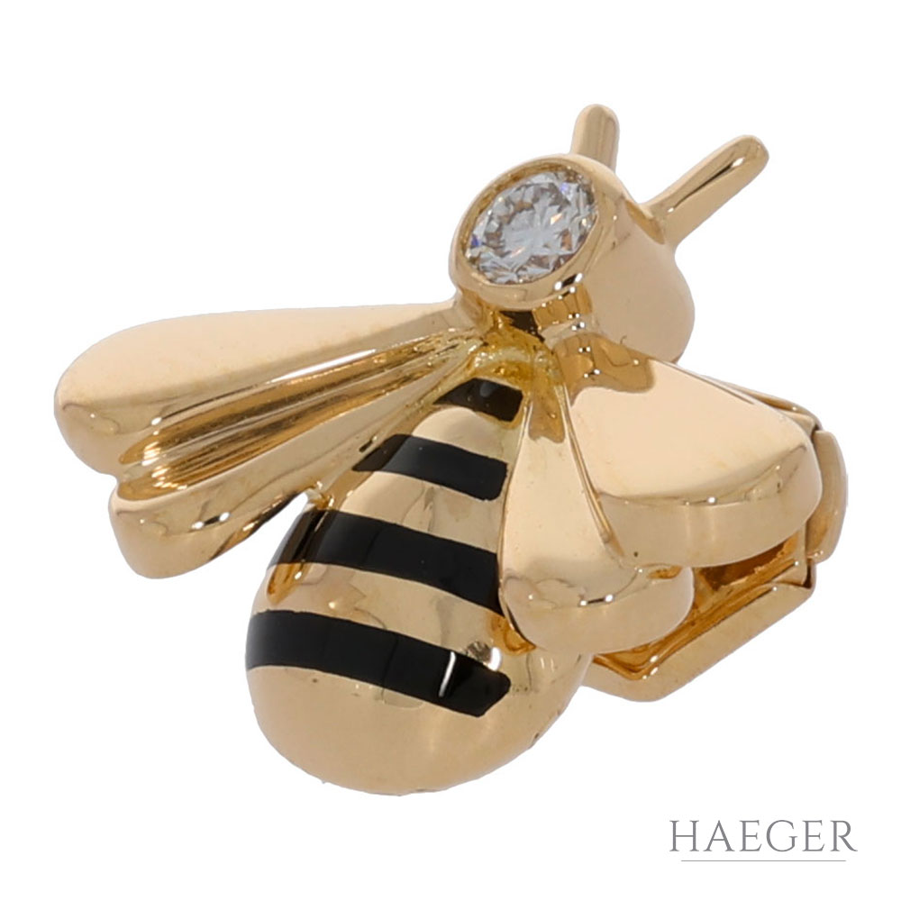 Cartier Bienen Anstecknadel FULL SET Gelbgold 750 / 18K mit 0,1ct Diamant - Bild 3