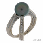 Tahitiperlen Ring Weißgold 750 / 18K mit 1ct Diamanten Vorschau