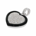 Onyx Diamant Herz Anhänger Weißgold 750/18K. ca. 0,86ct Vorschau