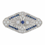 Diamant Saphir Brosche Weißgold 750/18K. ca. 1,60ct. Vorschau