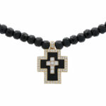 Onyxkette mit Diamant Kreuzanhänger Gelbgold 585/14K. - Bild 3 Vorschau