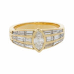 Diamant Ring Gelbgold 750/18K. ca. 1,10ct. Marquise & Baguette - Bild 2 Vorschau